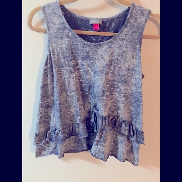 Vince Camuto blue spaced died sleeveless ruffle top in small - Picture 1 of 5